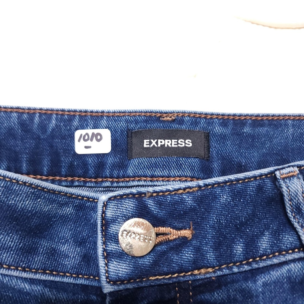 Express‎ Jeans Womens 10 Blue Mid Rise Ankle Bootcut Distressed Denim 30x26 - Picture 3 of 15